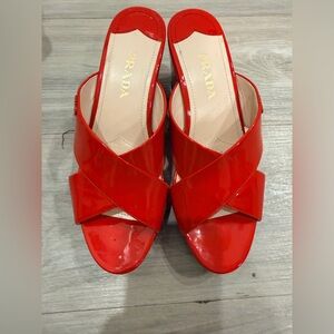 Prada Patent Leather Wedges